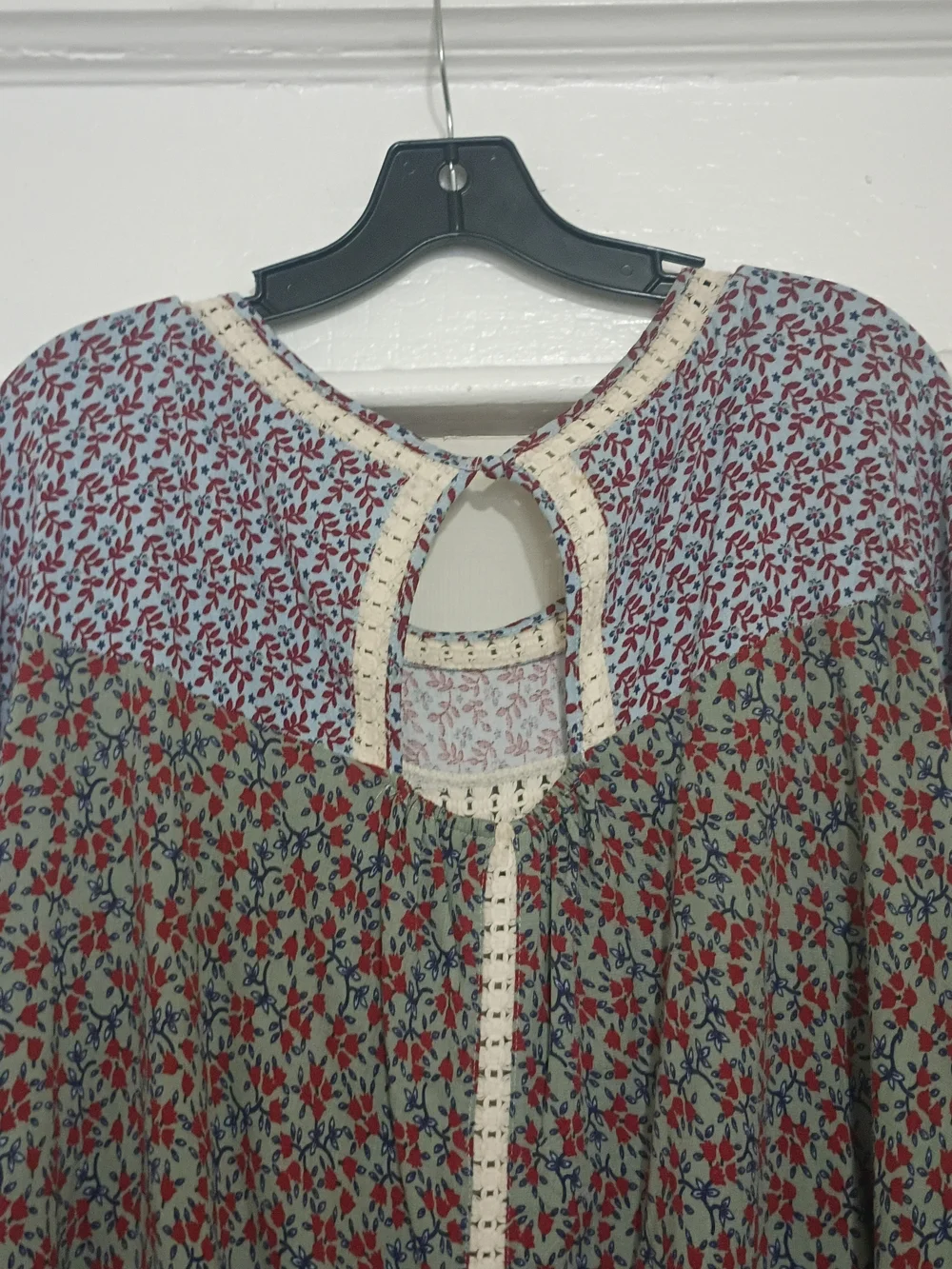 Boho Floral Patchwork Print Cottage Fairy Blouse 1X Festival Romantic - Picture 11 of 12